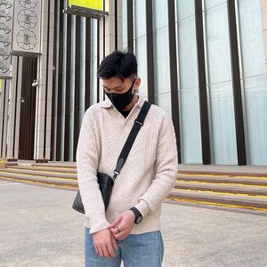 Herentruien 2023 Hoge kwaliteit Designer Autumn Winter Brand Fashion Cable Breat Sweater Jacket Men Casual Solid Color Coats pullovers L162