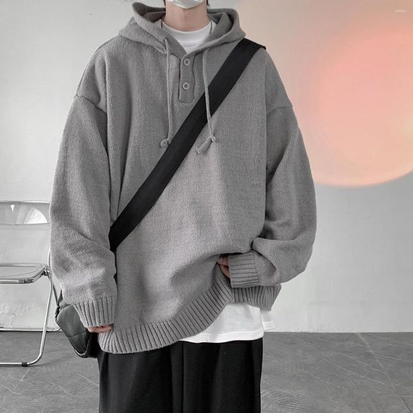 Hommes chandails 2023 japon corée Style mode sweats à capuche unisexe surdimensionné sweats à capuche couleur unie pulls tricoté pull homme haut