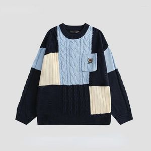Suéteres de hombre 2023 suéter de punto ropa informal estilo hip hop Colorblock Patchwork suéter Harajuku Casual otoño