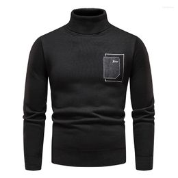 Herentruien 2023 Heren Fashion Turtleneck Solid Color Pullover Sweater Casual veelzijdige mannelijk Warm