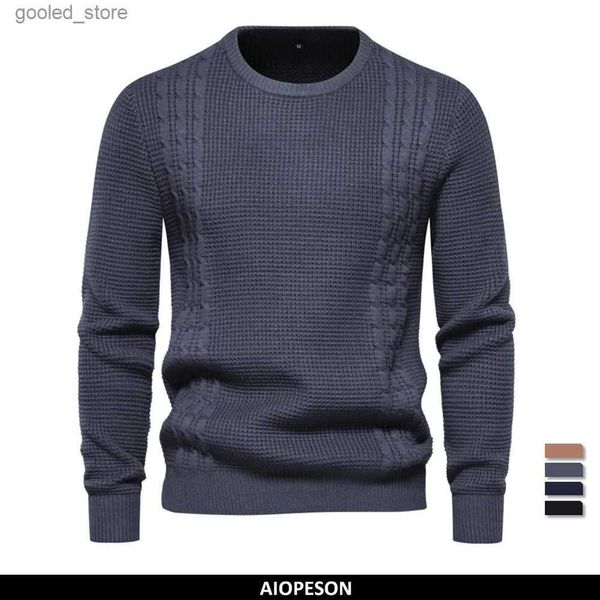 Suéteres para hombres 2023 Nuevo suéter cálido para hombres para otoño e invierno con color sólido y material suave Suéter clásico informal para hombres Q231026