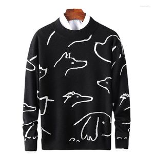 Hommes chandails 2023 Slim Fit pull dessin animé tricoté Panda pull hiver bas chemise épaisse lâche mode automne manteau chinois marée