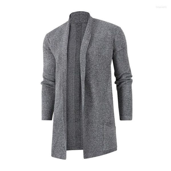 Hommes chandails 2023 printemps et automne mi-longueur coréen mince Trench manteau tricots grande taille all-match décontracté Cardigan veste