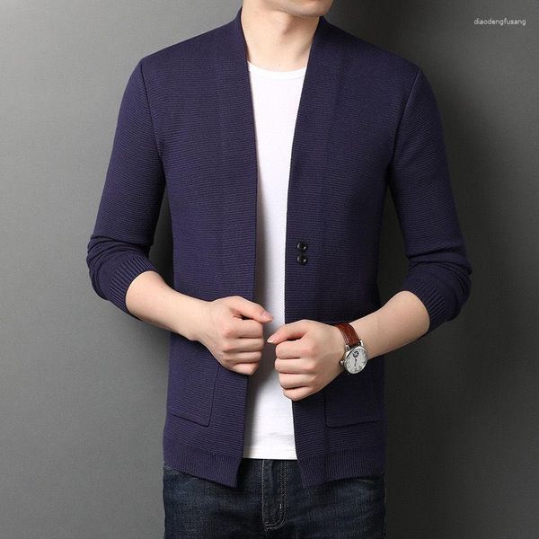 Sweaters para hombres 2023 Spring Autumn Fashion Fashion V Neck Slim Fit Jumpers Knitwear Cardigan Masculino Corea Corea Capaz de suéter C21 C21