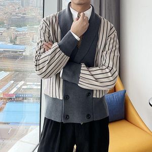 Herentruien 2023 Spring Fashion Striped gebreide Cardigan Koreaanse mannen Casual trui Comfortabele jas boetiek kleding
