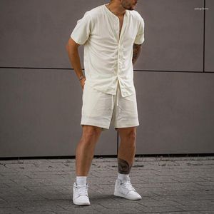 Herentruien 2023 Zomerlicht luxe mode casual sportpak mannen losse korte mouwen T-shirt shorts tweedelige boetiekkleding