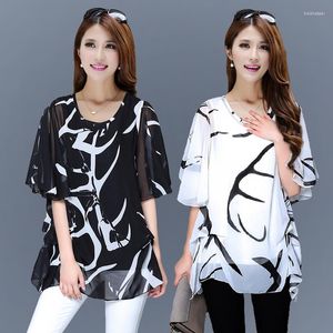 Herentruien 2023 Zomer Summer Kort mouw Dameskleding Fashion Loose5xl Chiffon Women Blouse Shirt Loose Woman's Tops Blusas