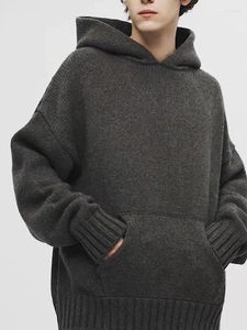 Heren Truien 2023 Sweater Jas Drop Shoulder Hooded Chunky Knitting Hoodie Outdoor Pullover
