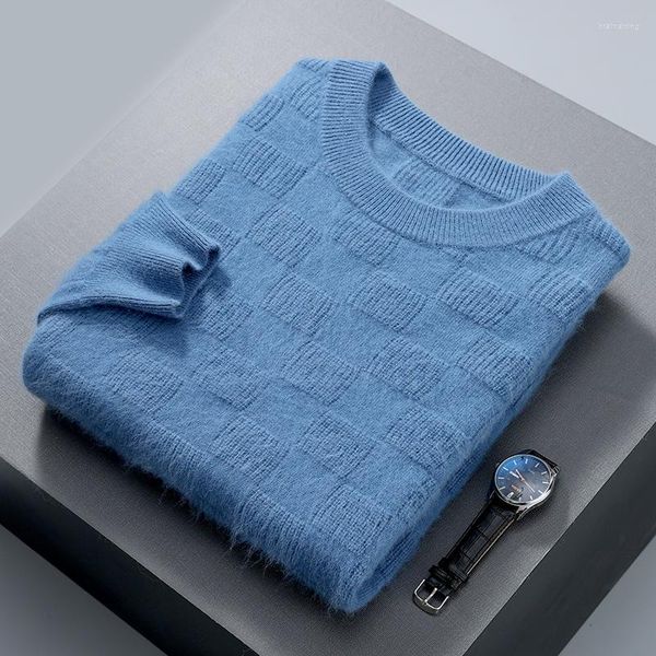 Suéteres para hombres 2023 Suéter Mink Cashmere O-Cuello Jersey de punto Versión coreana Suelta Color Sólido Engrosado Sur Top