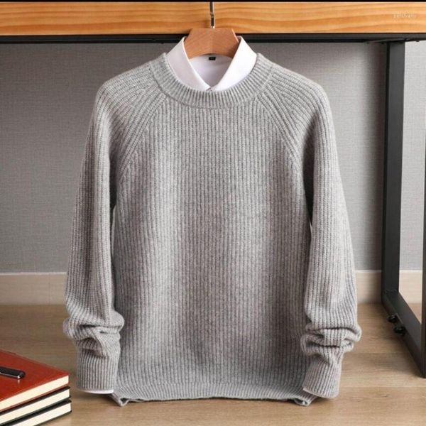 Pulls pour hommes 2023 haut de gamme épais Autum mode pull tricoté chaud hiver laine Oneck décontracté hommes tricots pull vêtements D68