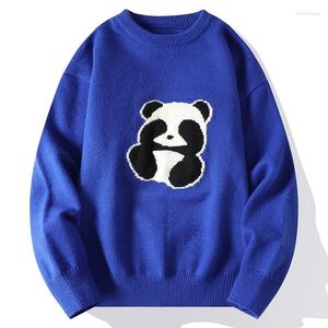 Pulls pour hommes 2023 Pull Vintage Fun Peluche O-Cou Tricot Tendance Couple Couple Chaud Automne et Hiver Pull Panda Broderie