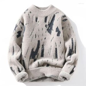 Herentruien 2023 Winter Harajuku Mink Cashmere Sweater Men Half Turtleneck Hip Hop Top Kwaliteit Pull Homme Dikke Warm Heren Pullovers