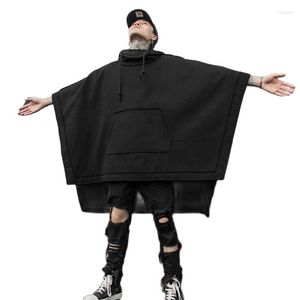 Hommes chandails 2023 hiver lâche chauve-souris manteau mi-long pull mode décontracté coupe-vent à capuche Goth Punk Streetwear Hip Hop gothique