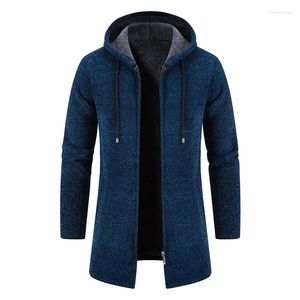 Pulls pour hommes 2023 hiver extérieur pull à capuche long cardigan décontracté veste chaude coupe-vent hommes