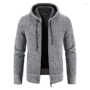 Herentruien 2023 Winterdikke vest koesteren Mens trui ritssluiting Kapupje Warm Slim Fit gebreide mannelijke fleece hoodies Coats Men