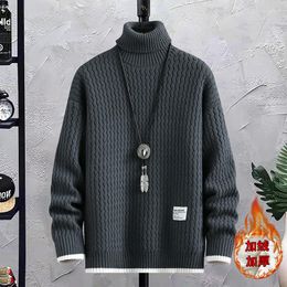 Suéteres para hombres 2023 Invierno Espesado Color Sólido Suéter Cuello Alto Moda Cálido Moda M-4XL