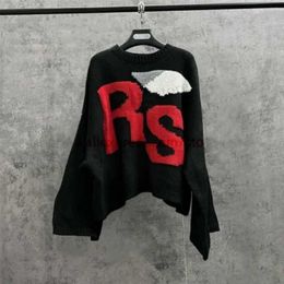 Pulls pour hommes 2023fw RAF SIMONS RS Pull Hommes Femmes 1 Top Qualité Col Rond Bat Chemise Manches Tricot Sweatshirts b6