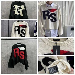 Heren Truien 2023fw RAF SIMONS RS Trui Mannen Vrouwen 1 Top Kwaliteit Ronde Hals Bat Shirt Mouw Gebreide Sweatshirts n1