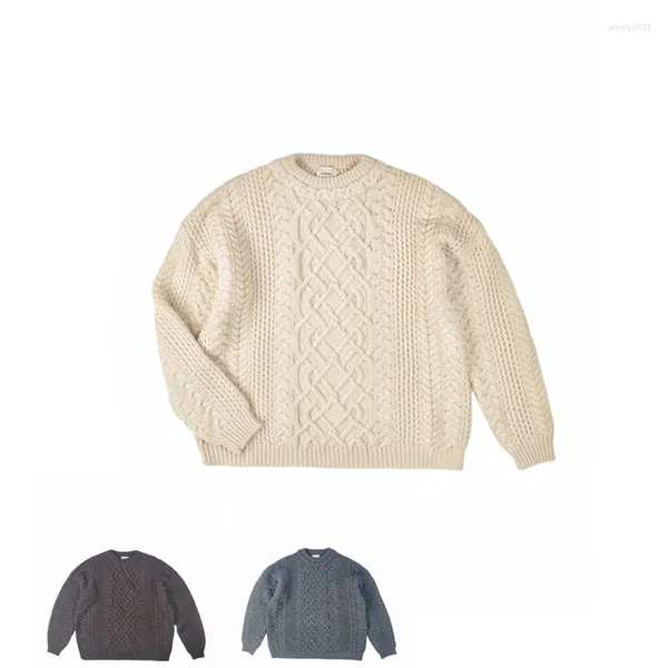 Suéteres para hombres 2023SS Vintage Lana Jersey Suéter Estilo Cálido Casual Versátil Hombres y mujeres Ropa Streetwear Ropa High Street