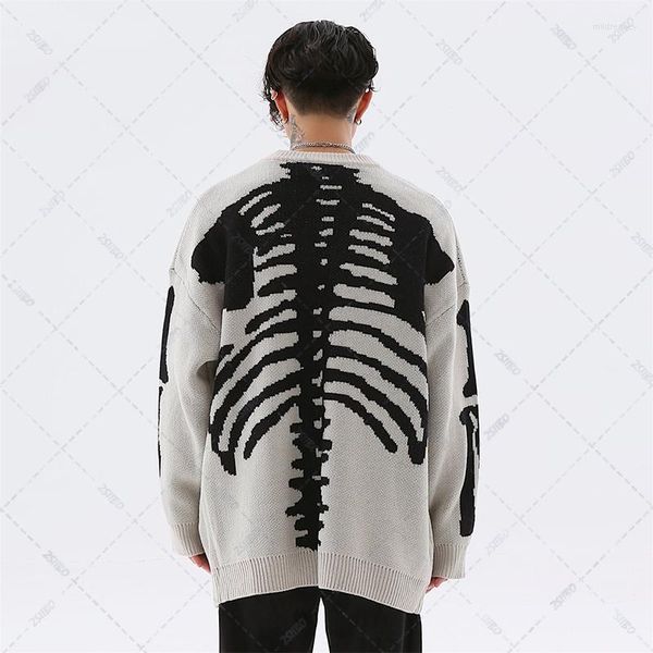 Suéteres para hombre 2023Y2k, suéter de cuello redondo para parejas, suéter informal de manga larga con estampado de calavera, suéter de punto suelto para mujer, Harajuku Punk Street