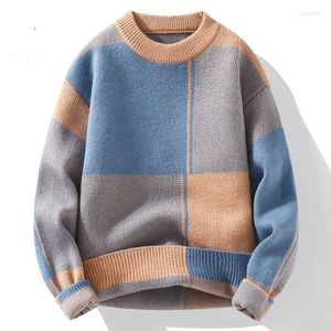 Pulls pour hommes 2024 Automne et hiver Tendance de la mode à carreaux Chaud Tricot Casual Lâche Confortable Épaissi Pull de grande taille M-4XL