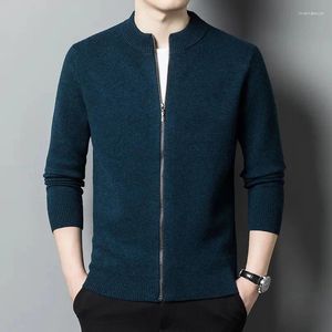 Pulls pour hommes 2024 automne et hiver pull en laine pure cardigan à manches longues col rond manteau à glissière