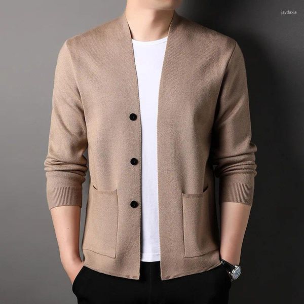 Suéteres para hombres 2024 Autumn estilo coreano suéter de moda espesado y terciopelo chaqueta de rayas de pelaje de punto de punto M-3xl