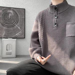 Suéteres para hombres 2024 Otoño Invierno 8XL-M Suéter de cuello alto extra grande Manga larga Casual Moda Botón Coreano Jersey Top