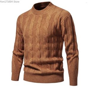 Chandails masculins 2024 Automne / hiver Half High Neck Pull Couleur de mode Jacquard Round Knitwear Casual Bottom