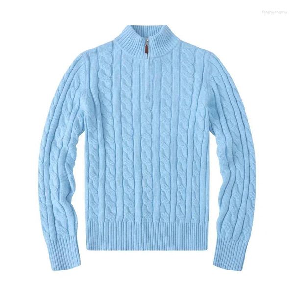 Pulls pour hommes 2024 automne hiver demi-fermeture à glissière pull pull petit cheval mode coréenne tricoté pull-over hommes