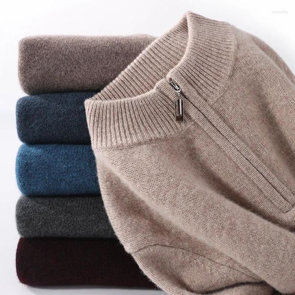 Suéteres para hombres 2024 Otoño Invierno Ropa de lana pura Clásico Inglaterra Viento Color sólido Hombre Suéter casual Moda Hombres Jersey de punto