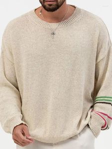 Herentruien 2024 Herfst/winter Dunne gebreide shirt Ronde Ronde Nek Lange mouw Pullover Bottom Sweater Trendy Knitwear