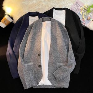 Herentruien 2024 Britse retro gebreide Cardigan Sweater Koreaanse Harajuku Academische pullover Hip Hop Streetwear Tops X25