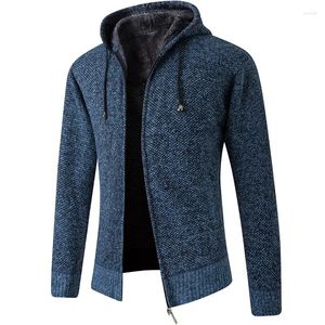 Herentruien 2024 Cardigan Mens Hooded kraag Fleece Warm jas Hoodies Jacket Dikke volle massieve mannelijke jassen