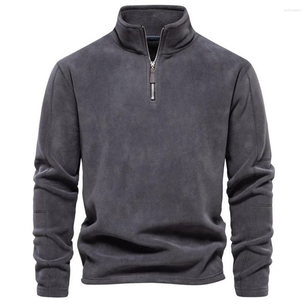 Pulls pour hommes 2024 automne et hiver pull polaire pull col montant demi-fermeture à glissière à manches longues mode polyvalent haut garde au chaud