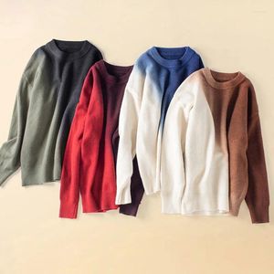 Sweaters de hombres 2024 Moda Gradiente Color Grosado de tejido Invierno Jóven