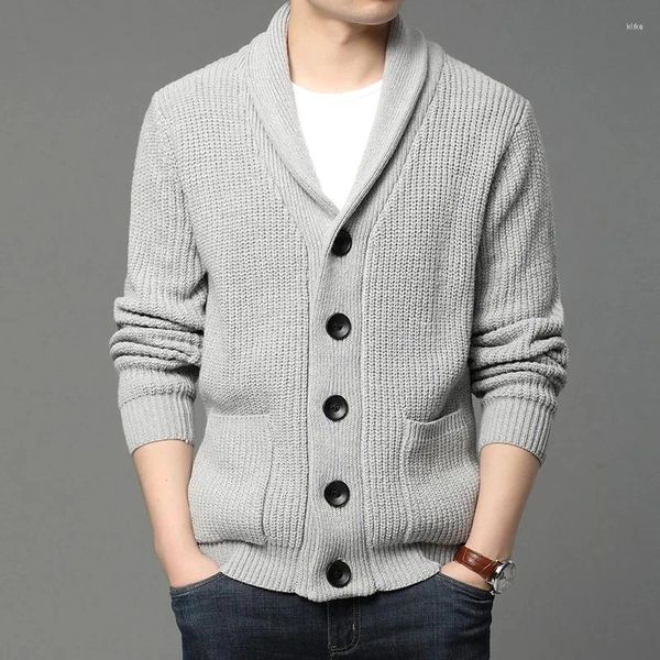 Pulls pour hommes 2024 Designer de laine haut de gamme épais coréen automne hiver marque mode câble tricot pull veste hommes manteaux décontractés vêtements pour hommes
