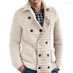 Heren Truien 2024 Mannen Dikker Turn-down Kraag Gebreid Vest Heren Single Breasted Koffie Trui Mannelijke Casual Koreaanse Stijl Sweatercoat