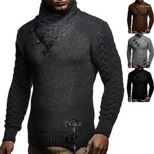 Herensweaters 2024 Heren coltrui effen kleur gebreide top met lange mouwen voor heren