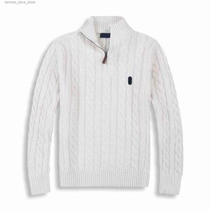 Ponts masculins 2024 New Mens Polo Designer Sweater Shirts épais Half-Zipper High Neck Pullover Slim Knit Knitting Choters Small Horse Q240530