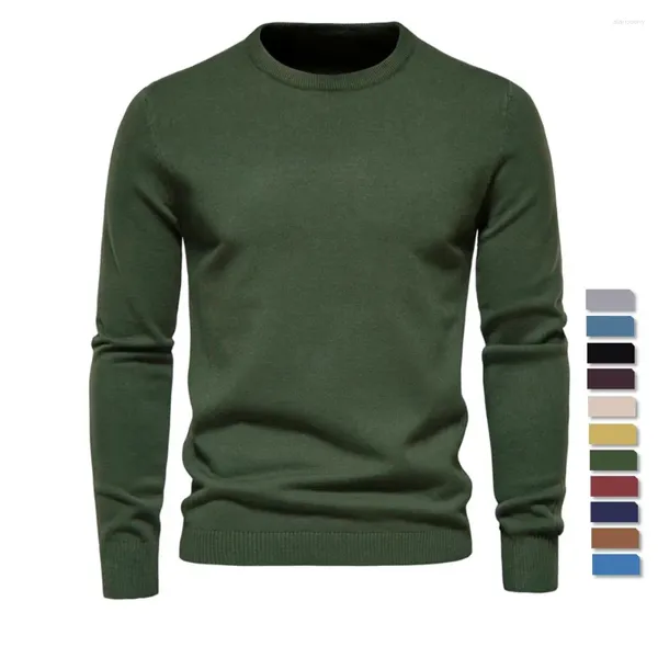 Pulls pour hommes 2024 Pull à col rond Pull Casual Couleur Solide Chaud Basic Hommes Hiver Mode Slim Hommes Qualité