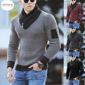 Herentruien 2024 Pullover Turtleneck Sweater Kleur Matching Trendy Casual Long Sleeveved Top Spring Autumn Winter