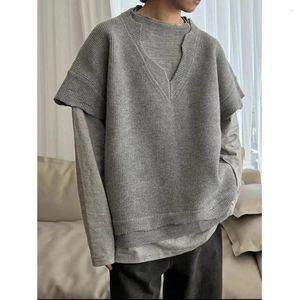 Herentruien 2024 Seizoensmarkt Man Gray Loose Sweater Tweede Solid Color Autumn and Winter Fashion Crewneck lange mouw