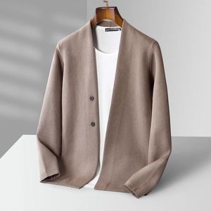 Pulls pour hommes 2024 Printemps Automne Business Loisirs Cardigan Manteau tricoté Pull en laine pure col en V Veste haut de gamme Version coréenne