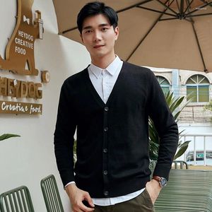 Chandails masculins 2024 Spring Automne Cotton Tricot tricot cardigan slim à manches longues Version coréenne Fashion V-Neck Sweater Simple Casual