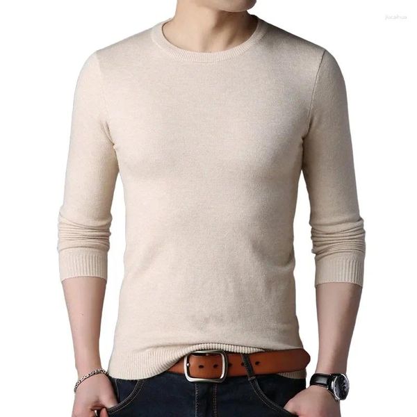 Suéteres para hombres 2024 Primavera Prendas de punto Moda Slim Fit Personalidad Cuello redondo Edición coreana Camisa subyacente