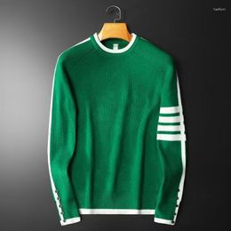 Herensweaters 2024 Gestreepte kleuraanpassing Dunne trui Jeugd Knappe casual all-match ronde hals