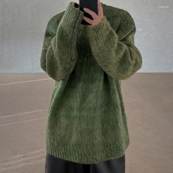 Pulls pour hommes 2024 Hiver Mohair Pull tricoté Version coréenne épais chaud classique à la mode tricots polaire col rond pulls C17