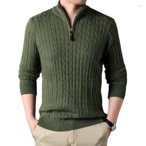 Herensweaters 2024 Wintersweater met kwartrits Slim Fit Casual gebreide coltrui met opstaande halspolo