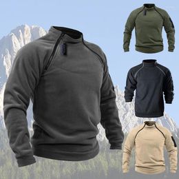 Herrenpullover 2024 Winter Solid Outdoor Taktischer Polarmantel Winddicht Reisen Wandern Warm Reißverschluss Mode Sport Top Langarm Pullover